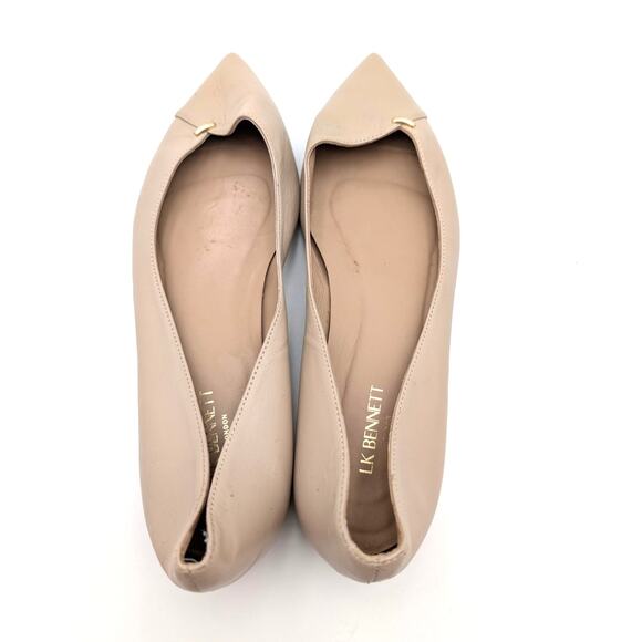LK Bennett Cally Hardware-Embellished Pointed Toe Flat Beige Size US9 EU40 - Picture 6 of 13